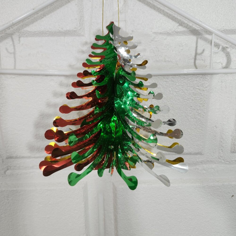 Vintage MCM Foil Mylar Fold Out Christmas Decoration